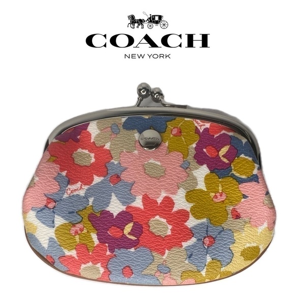 COACH f60270 PEYTON FLORAL COIN PURSE BAG NWOT FLOWER PASTEL RARE - Picture 4 of 8